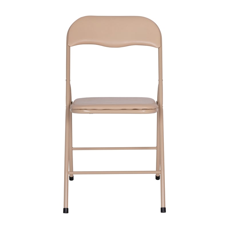Pemberly Row 5 Piece Folding Card Table & Chair Set with Upholstered Top in Tan