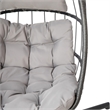 Pemberly Row Foldable Hanging Egg Chair with C-Stand and Cushions in Gray