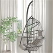 Pemberly Row Foldable Hanging Egg Chair with C-Stand and Cushions in Gray