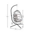 Pemberly Row Foldable Hanging Egg Chair with C-Stand and Cushions in Gray
