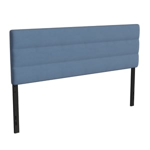 Pemberly Row Universal Fit Tufted Upholstered King Headboard in Blue
