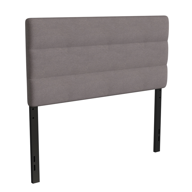Pemberly Row Universal Fit Tufted Upholstered Full Headboard in Gray