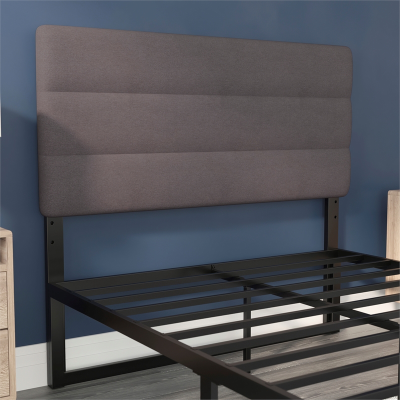 Pemberly Row Universal Fit Tufted Upholstered Full Headboard in Gray