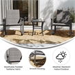 Pemberly Row 3 Piece Rocking Chair & Glass Top Table Set in Gray/Black