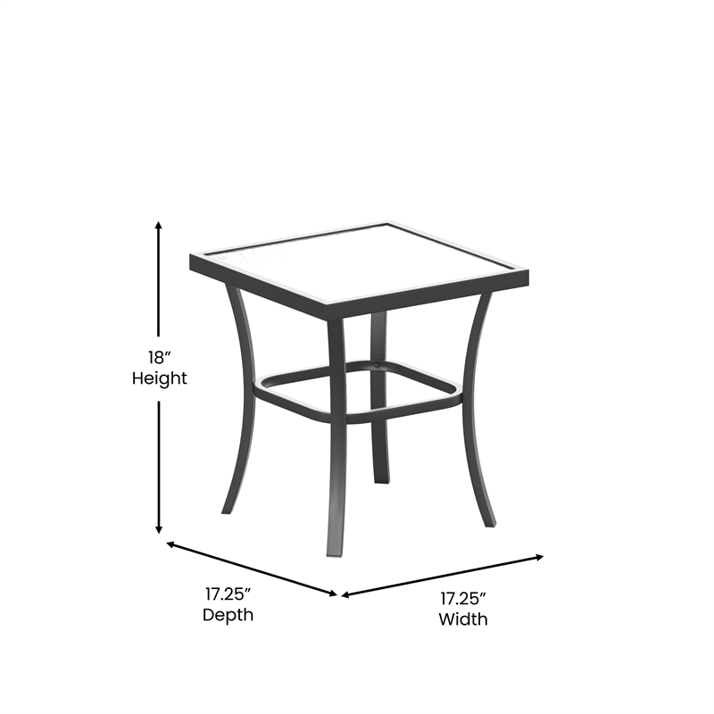 Pemberly Row 3 Piece Rocking Chair & Glass Top Table Set in Gray/Black
