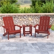 Pemberly Row Indoor/Outdoor Adirondack Side Table and 2 Chair Set in Red