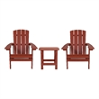 Pemberly Row Indoor/Outdoor Adirondack Side Table and 2 Chair Set in Red