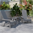 Pemberly Row Set of 2 Folding Adirondack Chairs with Side Table in Gray