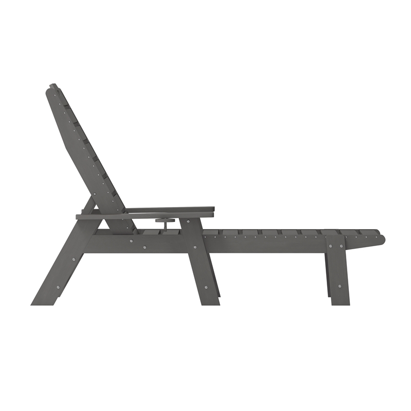 Pemberly Row 3 Piece Adirondack Set with 2 Loungers & Table in Gray