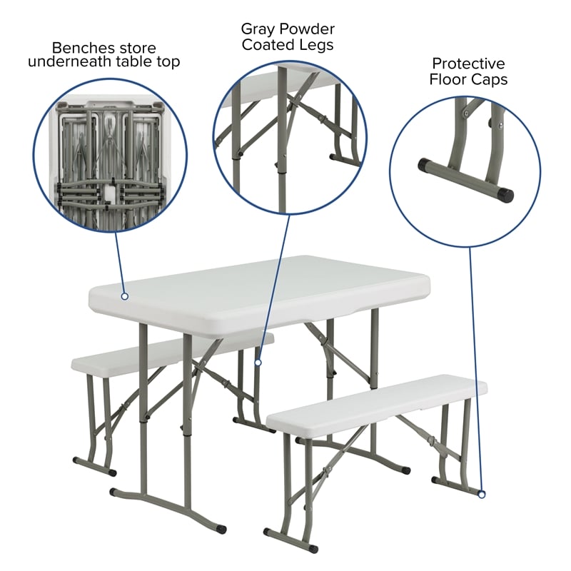 Pemberly Row 10' x 10' Blue Pop Up Canopy with Folding Table and Benches Set