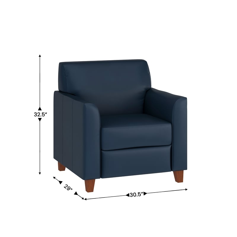 Pemberly Row LeatherSoft Chair with Clean Line Stitched Frame in Navy