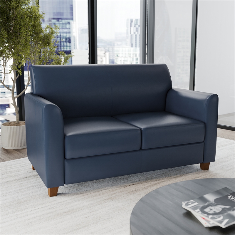 Pemberly Row Loveseat with Clean Line Stitched Frame in Navy