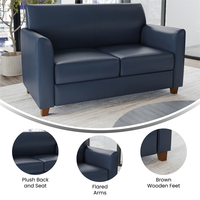 Pemberly Row Loveseat with Clean Line Stitched Frame in Navy