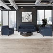 Pemberly Row 3 Piece Sofa Set with Clean Line Stitched Frame in Navy