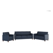 Pemberly Row 3 Piece Sofa Set with Clean Line Stitched Frame in Navy