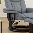 Pemberly Row Multi-Position Recliner & Curved Ottoman with Mahogany Base in Gray