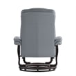 Pemberly Row Multi-Position Recliner & Curved Ottoman with Mahogany Base in Gray
