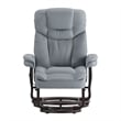 Pemberly Row Multi-Position Recliner & Curved Ottoman with Mahogany Base in Gray