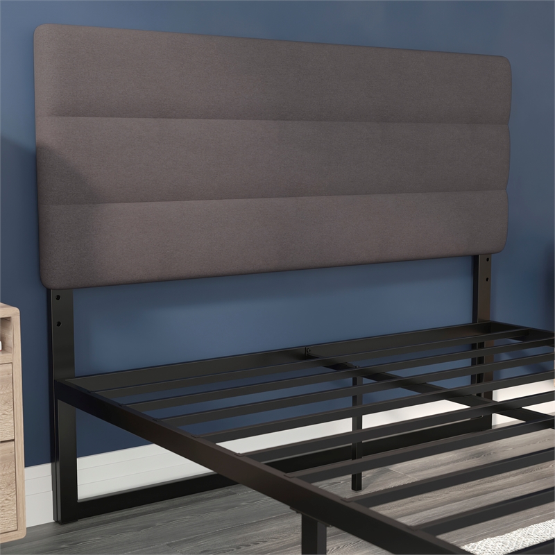 Pemberly Row Universal Fit Tufted Upholstered Queen Headboard in Gray