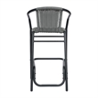 Pemberly Row Indoor/Outdoor Rattan Restaurant Barstool in Gray/Black Set of 2