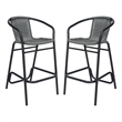 Pemberly Row Indoor/Outdoor Rattan Restaurant Barstool in Gray/Black Set of 2
