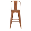 Pemberly Row All-Weather Bar Height Stool with Poly Resin Seat in Orange/Teak