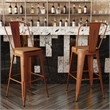 Pemberly Row All-Weather Bar Height Stool with Poly Resin Seat in Orange/Teak