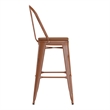 Pemberly Row All-Weather Bar Height Stool with Poly Resin Seat in Orange/Teak