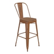 Pemberly Row All-Weather Bar Height Stool with Poly Resin Seat in Orange/Teak