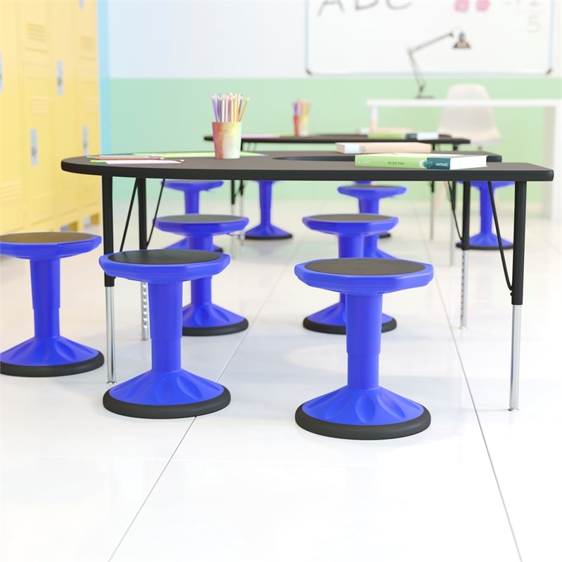 Pemberly Row Kids Adjustable Height Active Learning Stool for Classroom in Blue