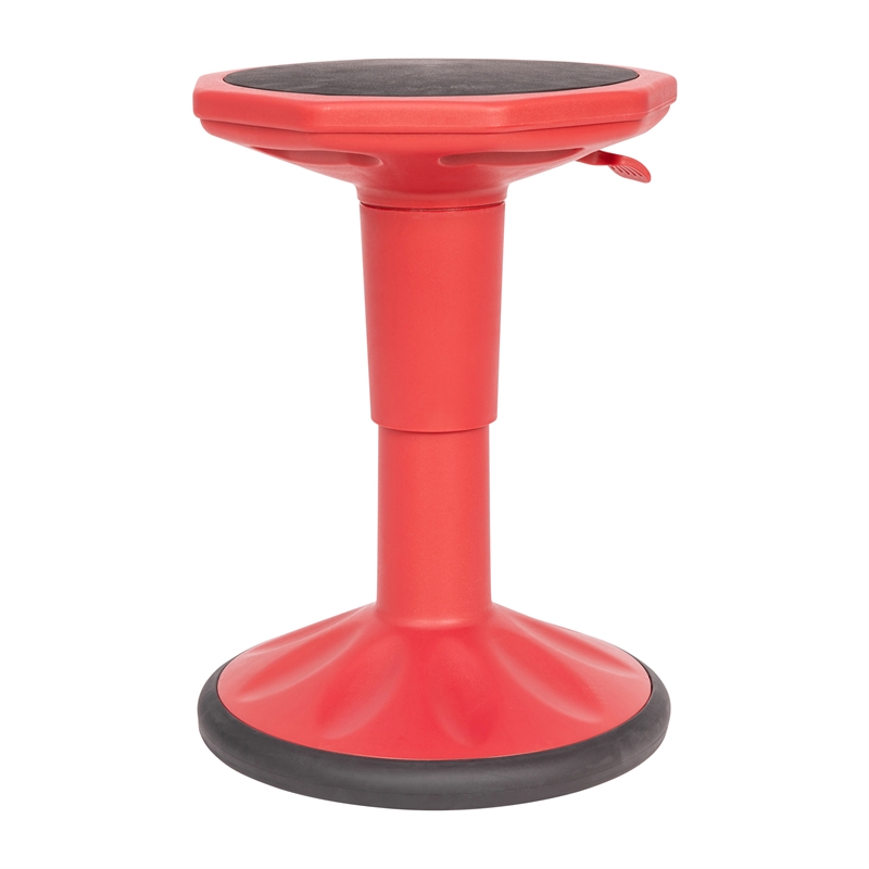 Pemberly Row Kids Adjustable Height Active Learning Stool for Classroom in Red