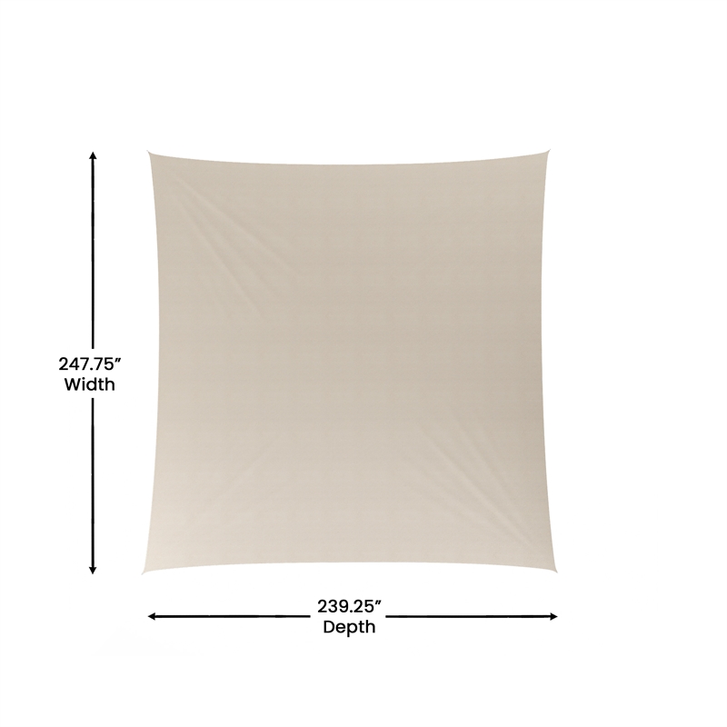 Pemberly Row 20' Rectangle Sun Shade Canopy with Nylon Ropes in Sand