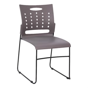 Pemberly Row 881 lb. Capacity Sled Base Stack Chair with Carry Handle in Gray