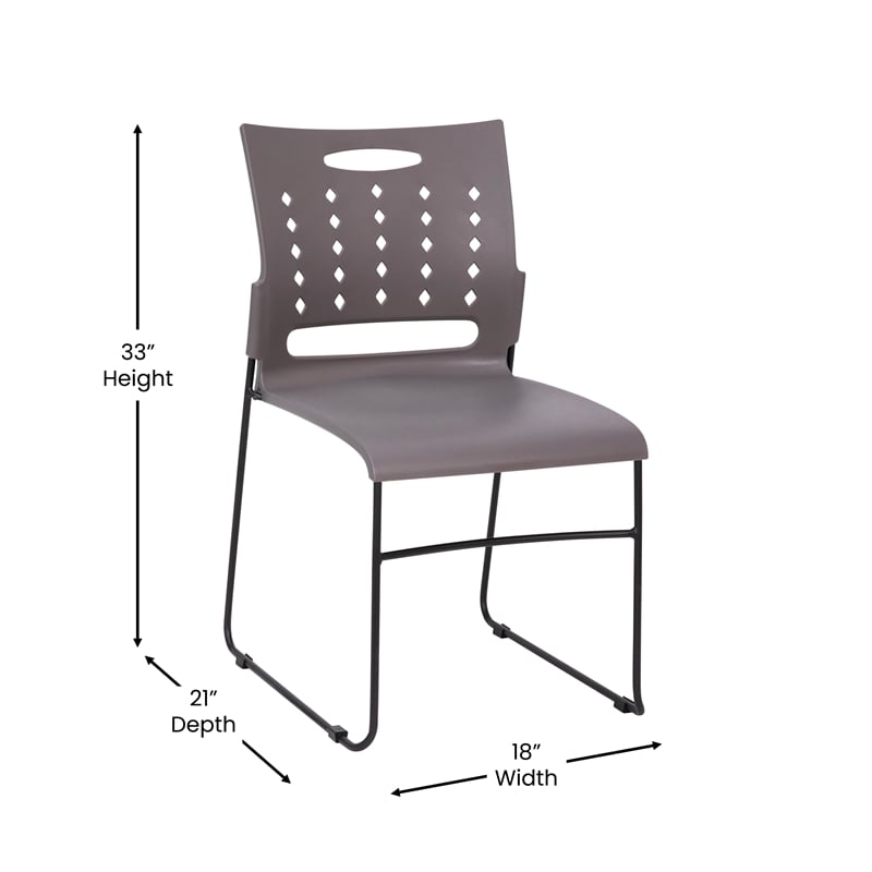 Pemberly Row 881 lb. Capacity Sled Base Stack Chair with Carry Handle in Gray