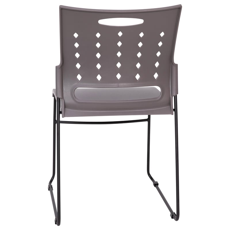 Pemberly Row 881 lb. Capacity Sled Base Stack Chair with Carry Handle in Gray