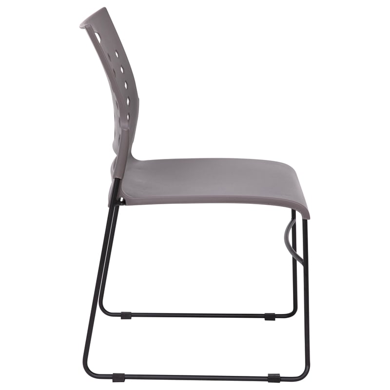 Pemberly Row 881 lb. Capacity Sled Base Stack Chair with Carry Handle in Gray
