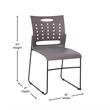 Pemberly Row 881 lb. Capacity Sled Base Stack Chair with Carry Handle in Gray