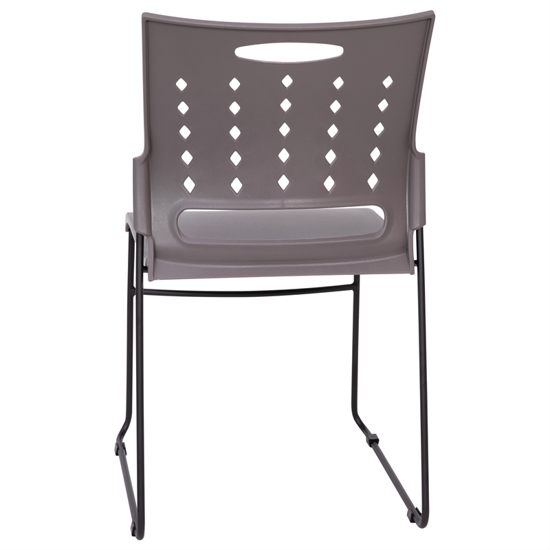 Pemberly Row 881 lb. Capacity Sled Base Stack Chair with Carry Handle in Gray
