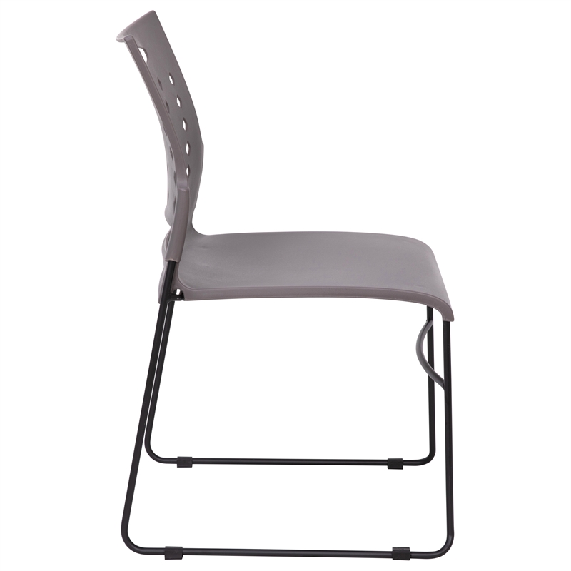 Pemberly Row 881 lb. Capacity Sled Base Stack Chair with Carry Handle in Gray