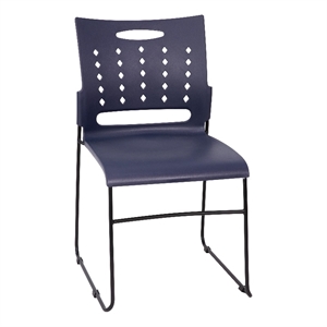Pemberly Row 881 lb. Capacity Sled Base Stack Chair with Carry Handle in Navy