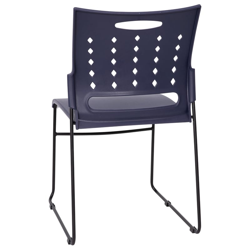 Pemberly Row 881 lb. Capacity Sled Base Stack Chair with Carry Handle in Navy