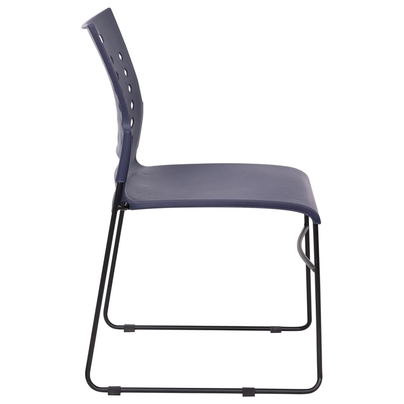Pemberly Row 881 lb. Capacity Sled Base Stack Chair with Carry Handle in Navy