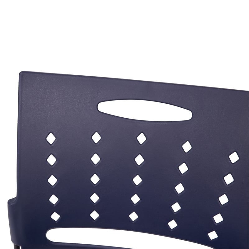 Pemberly Row 881 lb. Capacity Sled Base Stack Chair with Carry Handle in Navy