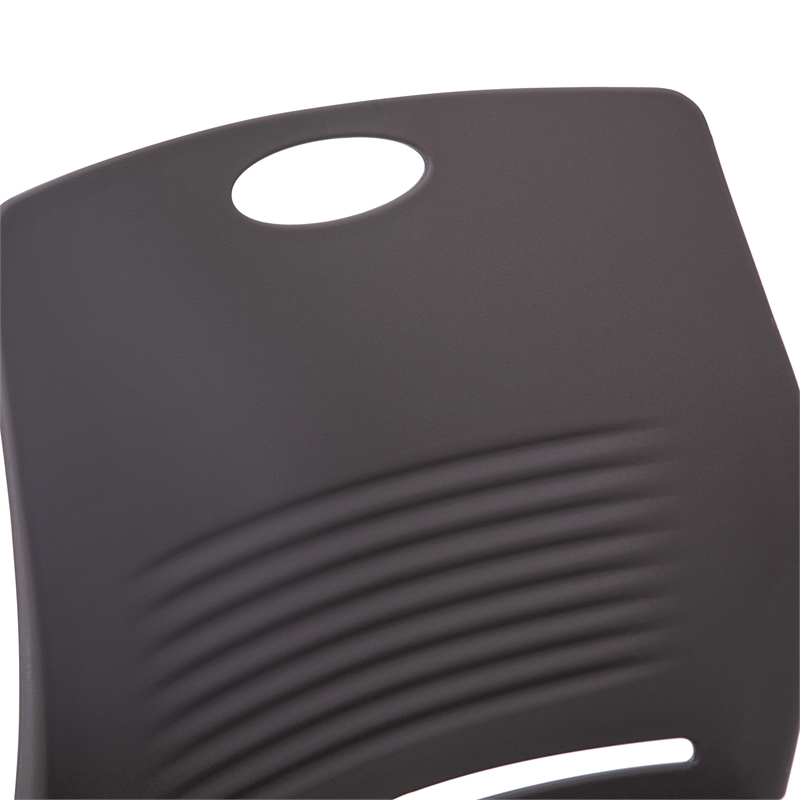 Pemberly Row 660 LB. Capacity Plastic Stack Chair with Steel Sled Base in Gray