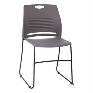 Pemberly Row 660 LB. Capacity Plastic Stack Chair with Steel Sled Base in Gray