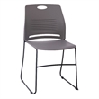 Pemberly Row 660 LB. Capacity Plastic Stack Chair with Steel Sled Base in Gray