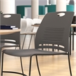 Pemberly Row 660 LB. Capacity Plastic Stack Chair with Steel Sled Base in Gray