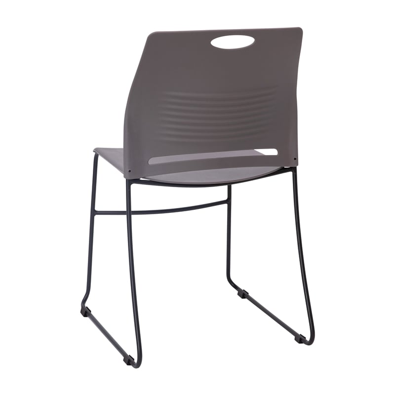Pemberly Row 660 LB. Capacity Plastic Stack Chair with Steel Sled Base in Gray