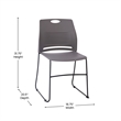 Pemberly Row 660 LB. Capacity Plastic Stack Chair with Steel Sled Base in Gray
