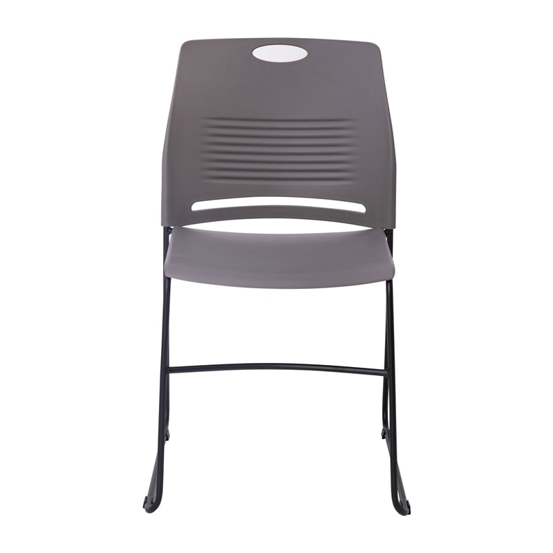 Pemberly Row 660 LB. Capacity Plastic Stack Chair with Steel Sled Base in Gray